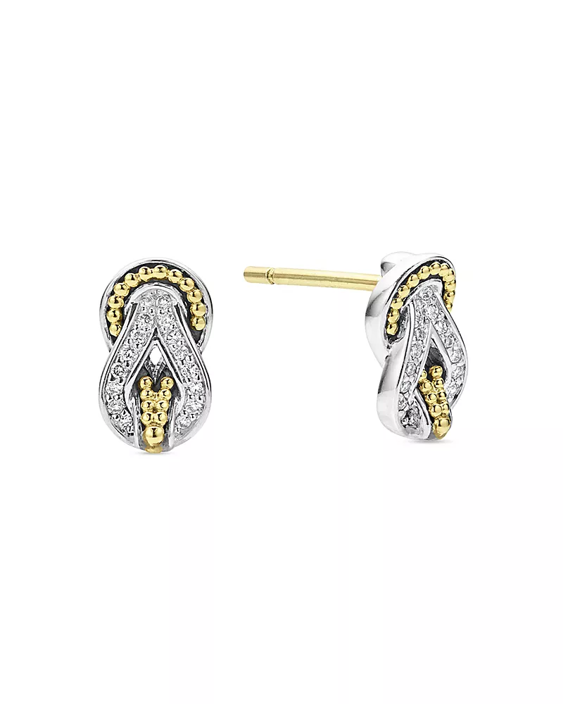 Lagos 18K Yellow Gold & Sterling Silver Newport Diamond Knot Stud Earrings