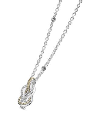 18K Yellow Gold & Sterling Silver Newport Diamond Knot Pendant Necklace, 16-18"