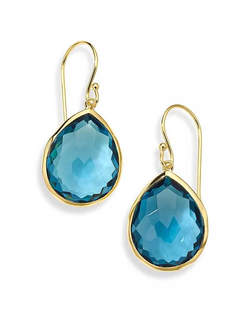 Ippolita 18K Yellow Gold Rock Candy London Blue Topaz Pear Drop Earrings
