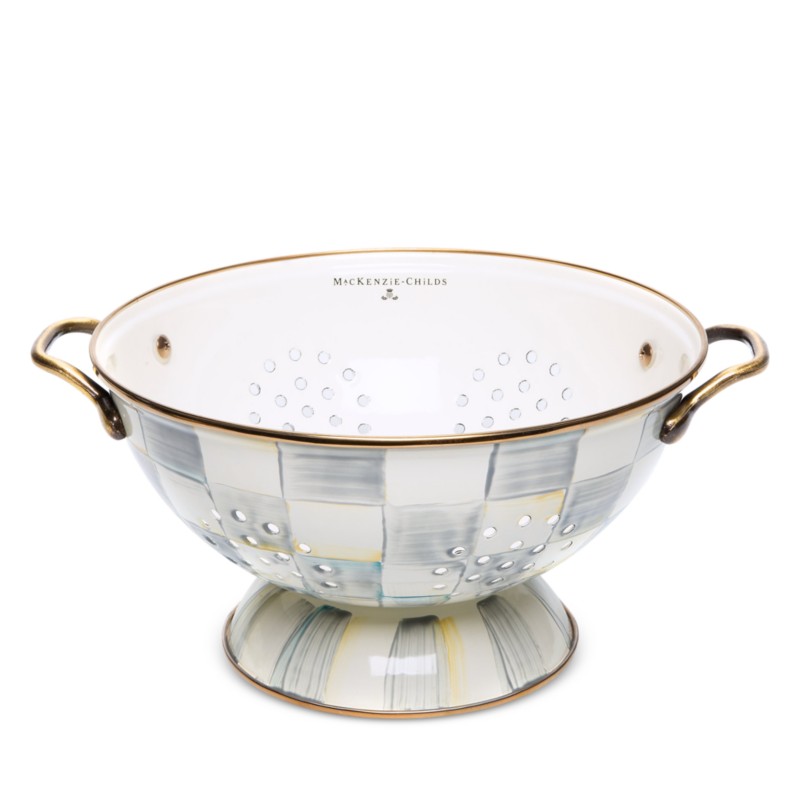 Mackenzie-childs Sterling Check Enamel Colander, Large