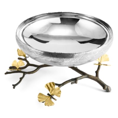 Butterfly Ginkgo Footed Centerpiece Bowl