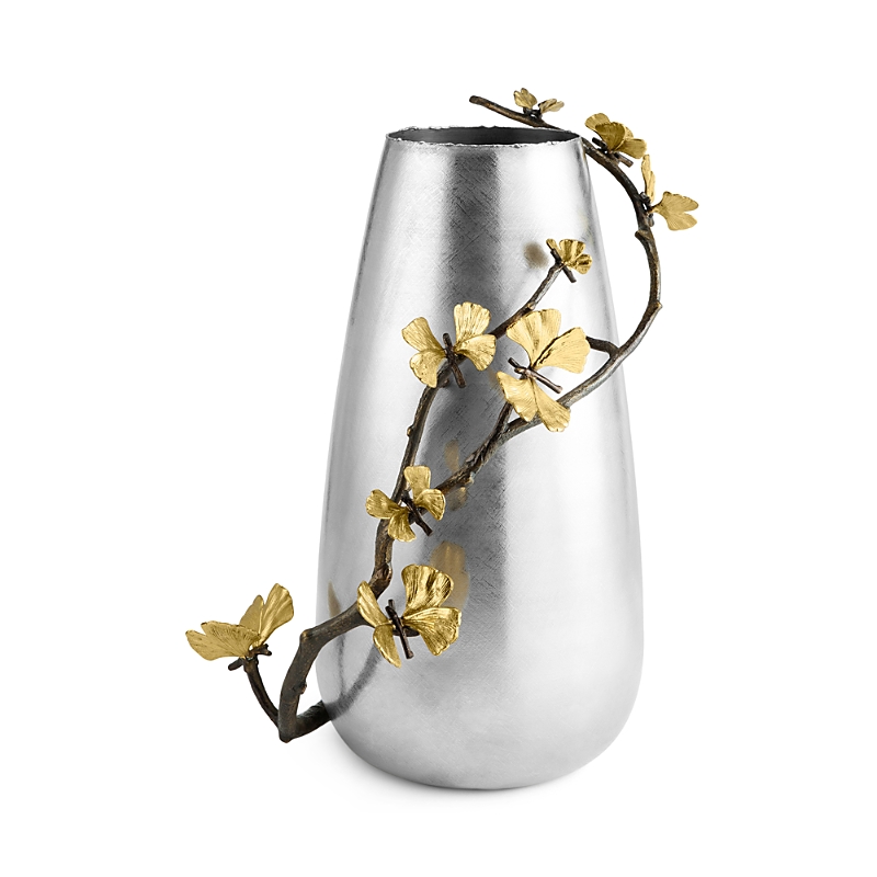 Michael Aram Butterfly Ginkgo Centerpiece Floor Vase In Silver
