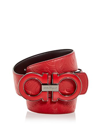 Ferragamo - Men's Gancini Embossed Leather Belt