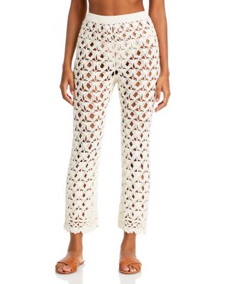 white crochet cover up pants