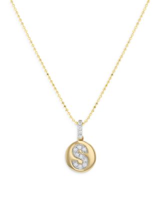 Bloomingdale's Fine Collection Diamond Accent Initial S Pendant Necklace in 14K Yellow Gold, 0.10 ct. t. w. - Exclusive