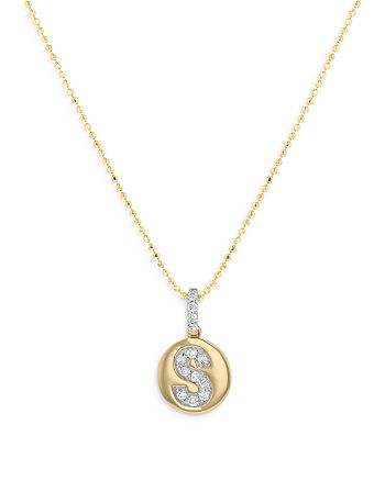 Bloomingdale's - Diamond Accent Initial "S" Pendant Necklace in 14K Yellow Gold, 0.10 ct. t.w. - 100% Exclusive