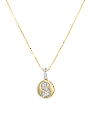 Bloomingdale's Diamond Accent Initial S Pendant Necklace in 14K Yellow Gold, 0.10 ct. t.w. - 100% Ex