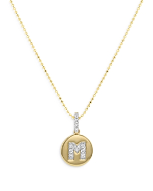 Bloomingdale's Diamond Accent Initial M Pendant Necklace In 14k Yellow Gold, 0.05 Ct. T.w. - 100% Exclusive