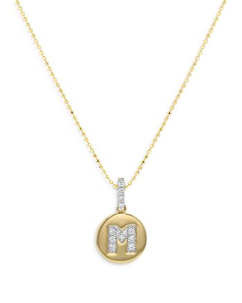 Bloomingdale's - Diamond Accent Initial "M" Pendant Necklace in 14K Yellow Gold, 0.05 ct. t.w. - 100% Exclusive