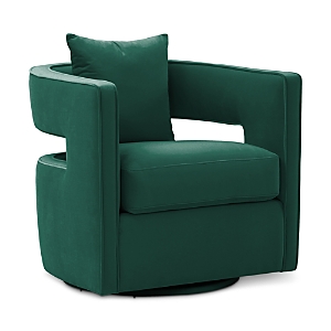 Tov Furniture Kennedy Velvet Swivel Chair In Forest Green