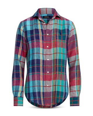 Ralph Lauren Linen Plaid Print Shirt | Bloomingdale's