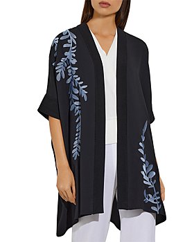 Misook - Botanical Embroidery Crepe de Chine Kimono Jacket