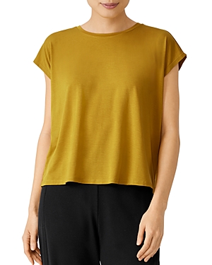 Eileen Fisher Crewneck Boxy Stretch Jersey T-shirt In Mused