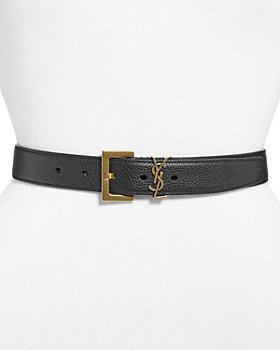 Saint Laurent Women's Cassandre Embellished Croc-effect Leather Belt