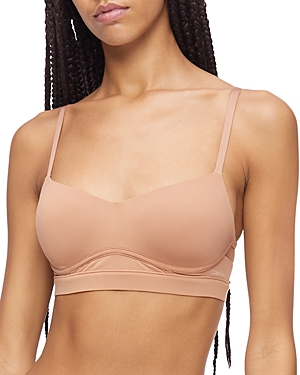 Shop Calvin Klein Perfectly Fit Flex Lightly Lined Wirefree Bralette In Sandalwood