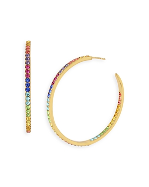 Shop Kurt Geiger Rainbow Pave Hoop Earrings In Multi