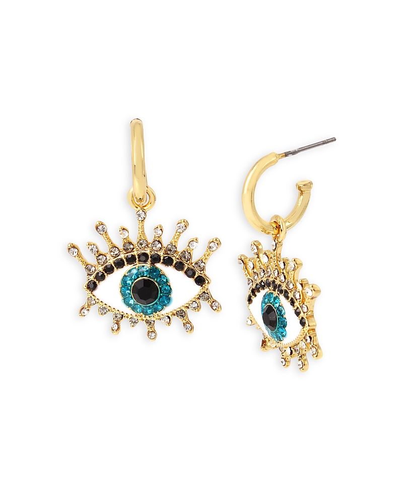 Kurt Geiger Evil Eye Huggie Drop Earrings In Teal