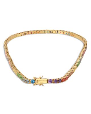 Rainbow Crystal Tennis Necklace, 16"