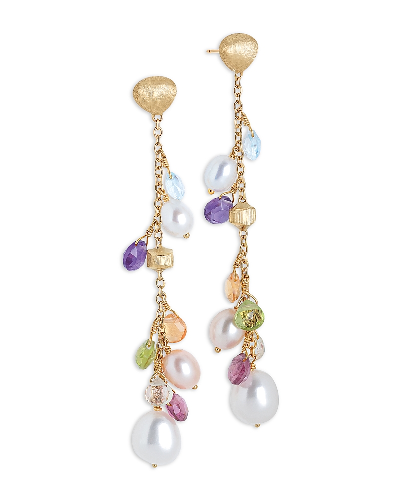 Marco Bicego 18K Yellow Gold Paradise Pearl Mixed Gemstone, Diamond and Cultured Freshwater Pearl Drop Earrings