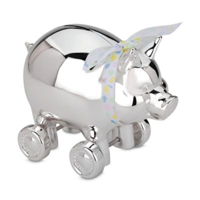 Reed & Barton - Silverplated Piggy with Wheels Coin Bank