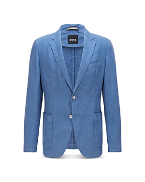 Hugo Boss Hanry Linen Garment Dyed Slim Fit Sport Coat In Blue