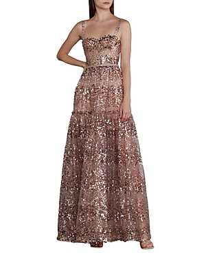 Bronx And Banco Midnight Gold Sequin Sweetheart Gown