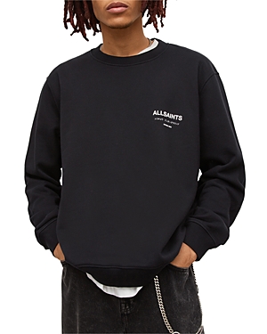 Shop Allsaints Underground Organic Cotton Graphic Sweatshirt In Jet Black