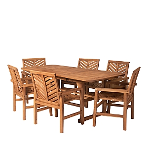 Walker Edison 7 Piece Extendable Outdoor Patio Dining Set In Brown