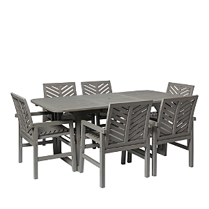 Walker Edison 7 Piece Extendable Outdoor Patio Dining Set In Gray Wash