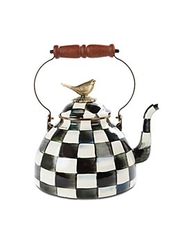 Mackenzie-Childs - Courtly Check Enamel 3 Qt. Tea Kettle with Bird