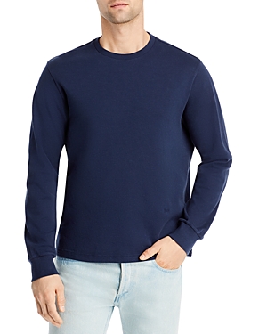 Frame Cotton Duofold Long Sleeve Cotton T-shirt In Navy