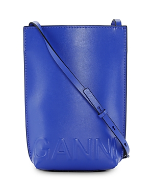 Ganni Recycled Leather Mini Crossbody In Dazzling Blue