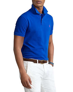 Polo Ralph Lauren Cotton Mesh Solid Custom Slim Fit Polo Shirt In Pacific Royal