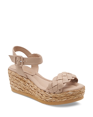 Andre Assous Women's Cecilia Braided Strap Espadrille Wedge Heel Platform Sandals In Khaki