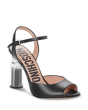 Moschino Women's Salt & Pepper Shaker-heel Ankle-strap Sandals In Black Multi