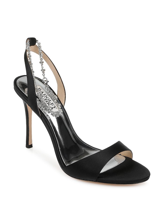 Badgley Mischka Women's Tiffany Crystal Ankle Chain High Heel Sandals ...
