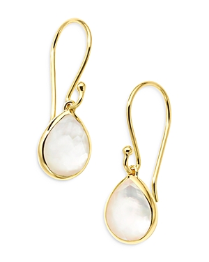 Shop Ippolita 18k Yellow Gold Rock Candy Teardrop Earrings In Rock Crystal And Mother-of-pearl Doublet In White/gold
