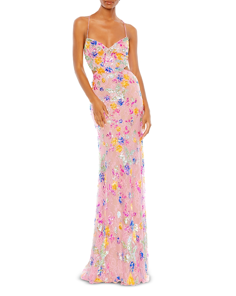 Mac Duggal Embellished Lace Strappy Column Gown
