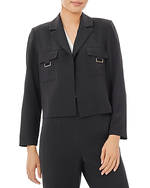 Misook Soft Crepe Cropped Blazer In Black