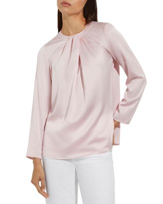 Misook Layered Pleat Neck Charmeuse Blouse | Bloomingdale's