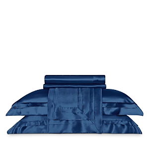 Togas House Of Textiles Elite Silk Flat Sheet, Queen In Dark Blue