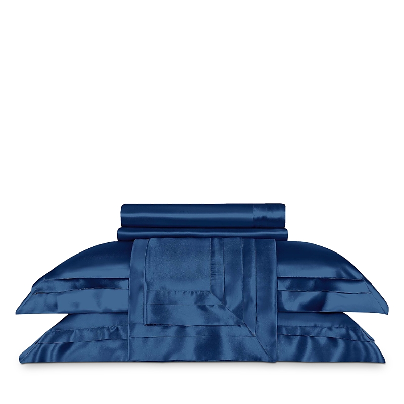 Togas House Of Textiles Elite Silk Flat Sheet, Queen In Dark Blue