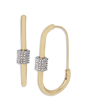 Shop Allsaints Pave Accent Oval Hoop Earrings In Gold/silver