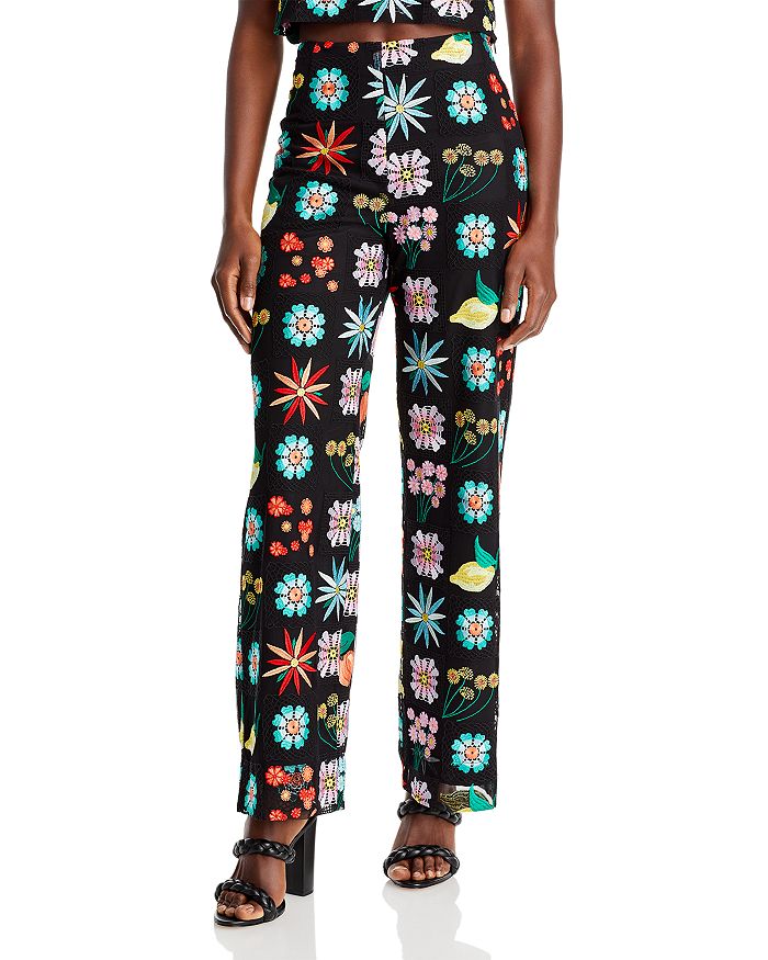 STAUD Oscar Crocheted Floral Pants | Bloomingdale's