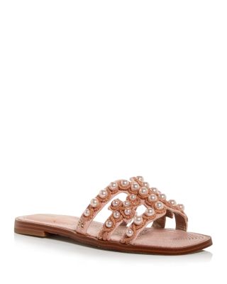 Sam Edelman Women s Bay Pearl Embellished Slide Sandals