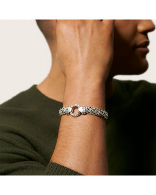 Men's Sterling Silver Classic Chain Ring Clasp Bracelet, 11mm