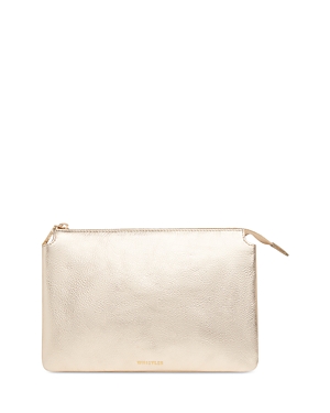 Whistles Elita Leather Clutch In Gold/multi