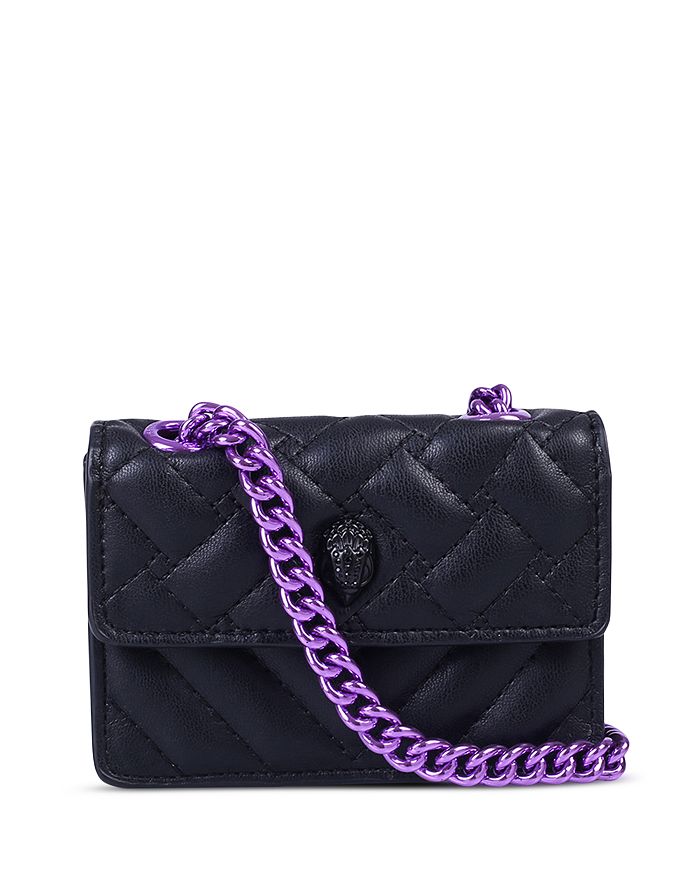 Kurt Geiger Micro Kensington Leather Crossbody In Charcoal