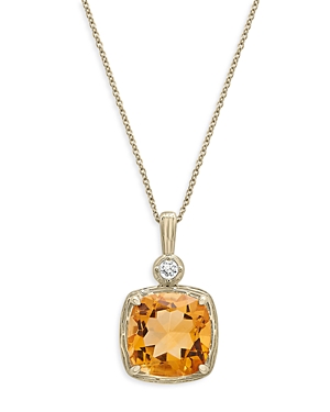 Bloomingdale's Citrine & Diamond Accent Pendant Necklace In 14k Yellow Gold, 18 - 100% Exclusive In Orange/gold