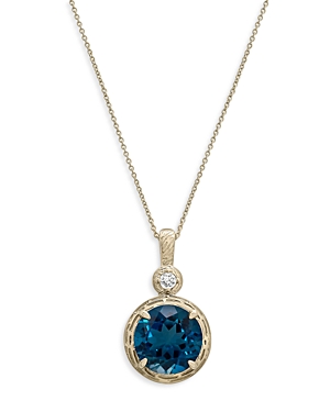 Bloomingdale's London Blue Topaz & Diamond Accent Pendant Necklace in 14K Yellow Gold, 18 - 100% Exc